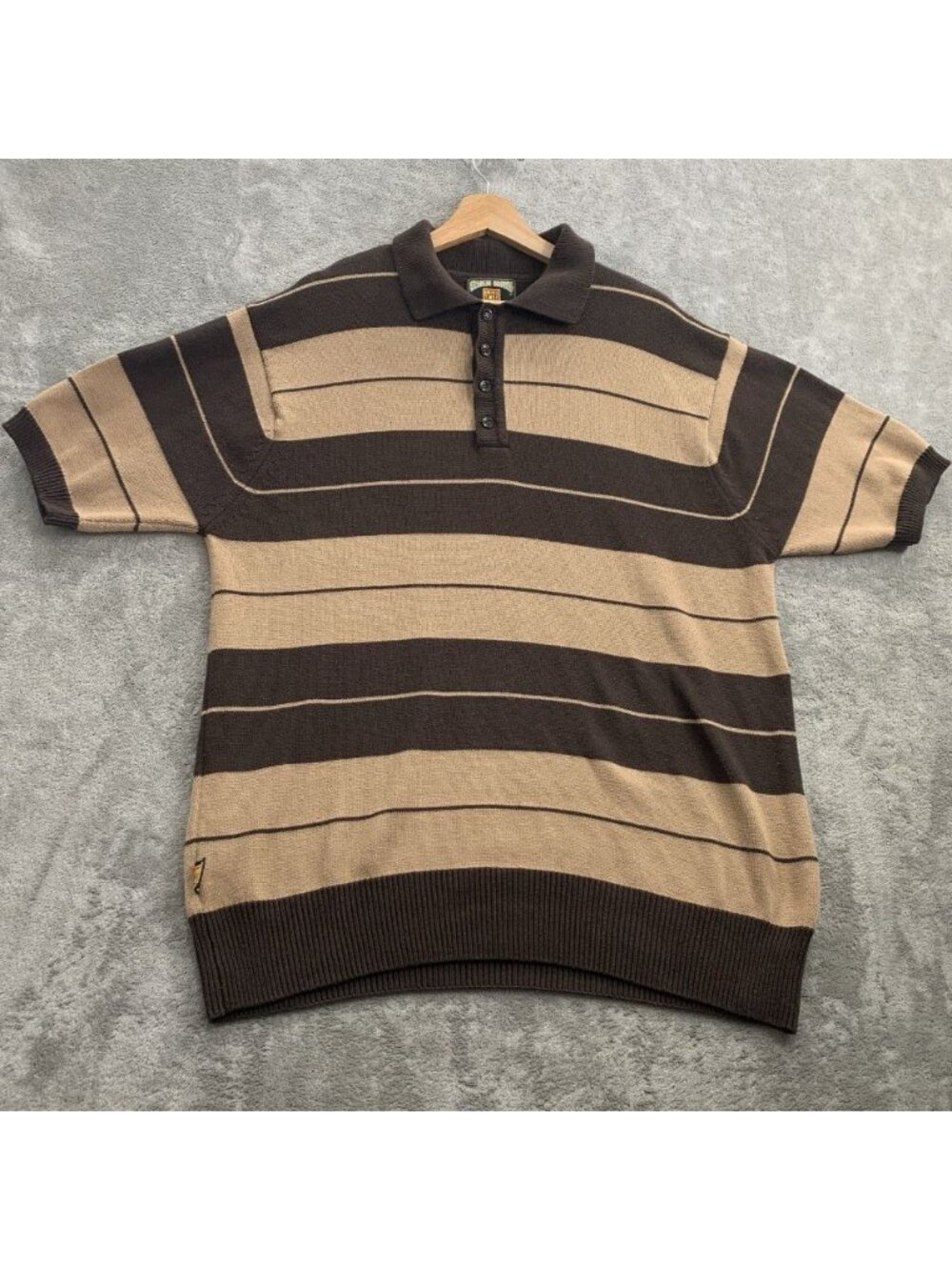 FB County Charlie Brown Polo Shirt Mens XL Striped Knit Cholo Lowrider Firme OG